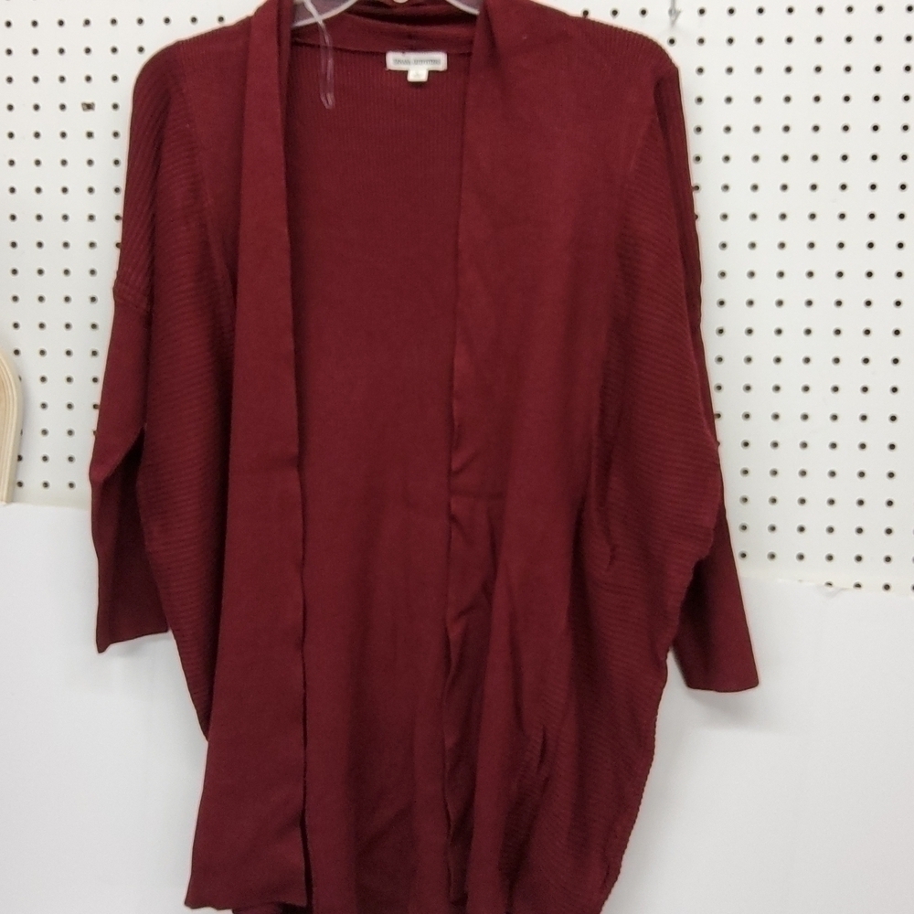 ZENANA outfitters open front sweater long  NWOT burgundy women's size large